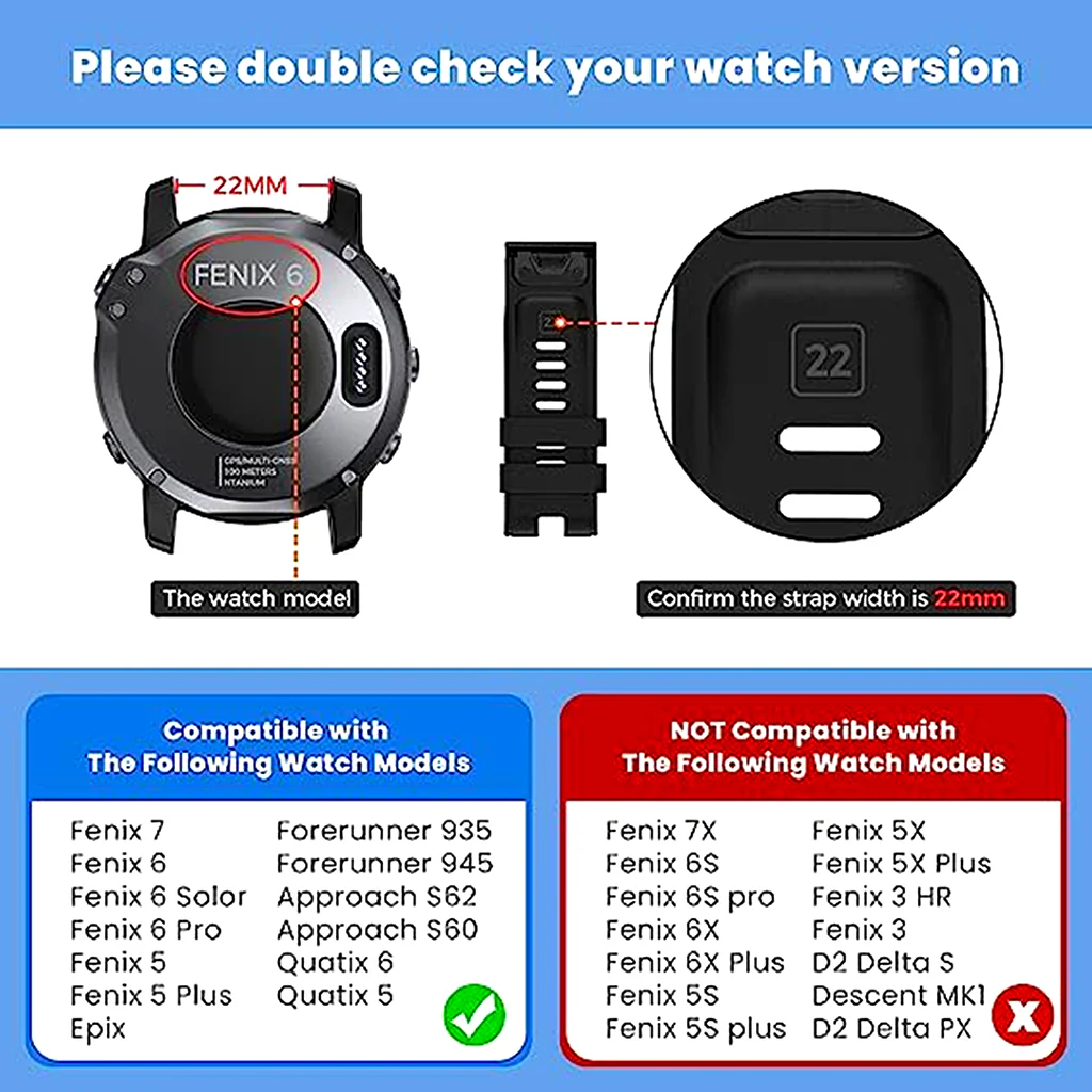 TECPHILE - 22mm Quickfit Garmin Silicon Watch Strap - Image 6