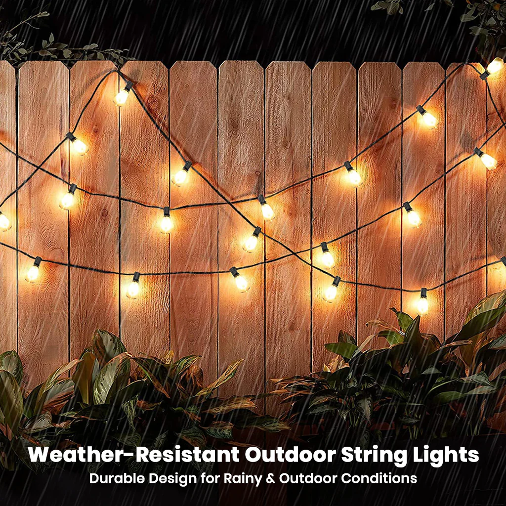TECPHILE – ST38 50ft Outdoor String Lights Waterproof & Dimmable Bulbs - Image 11