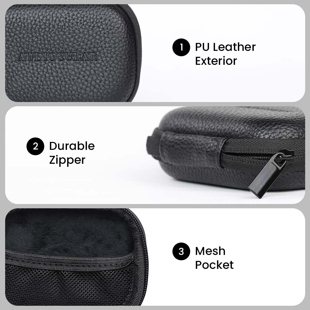 AC27 Leather Zip Earphone Case for IEM - Image 4