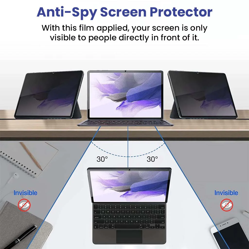 Anti Spy Privacy Tempered Glass Screen Protector for Samsung Galaxy Tab S9 FE/ S9/ S8/ S7 - Image 3