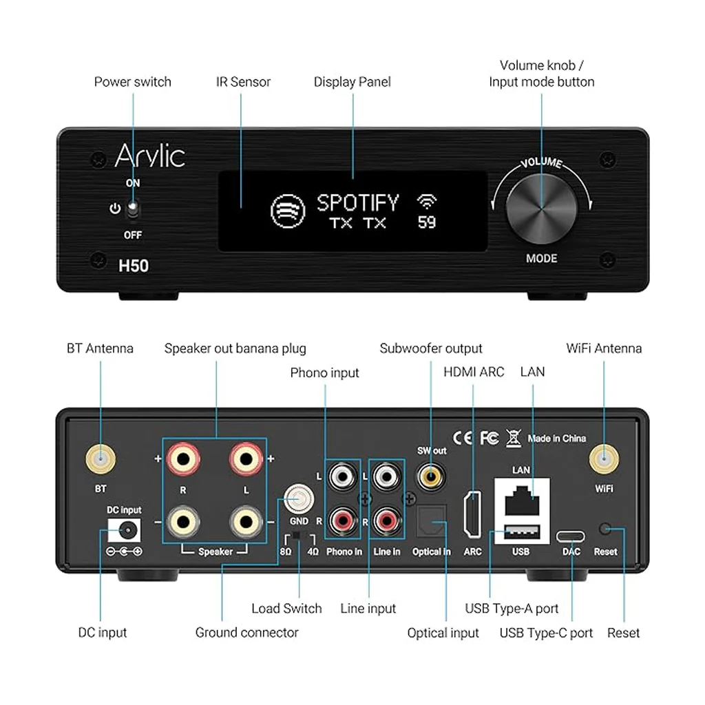 ARYLIC H50 Multiroom Stereo HiFi Amplifier & Streamer - Image 10
