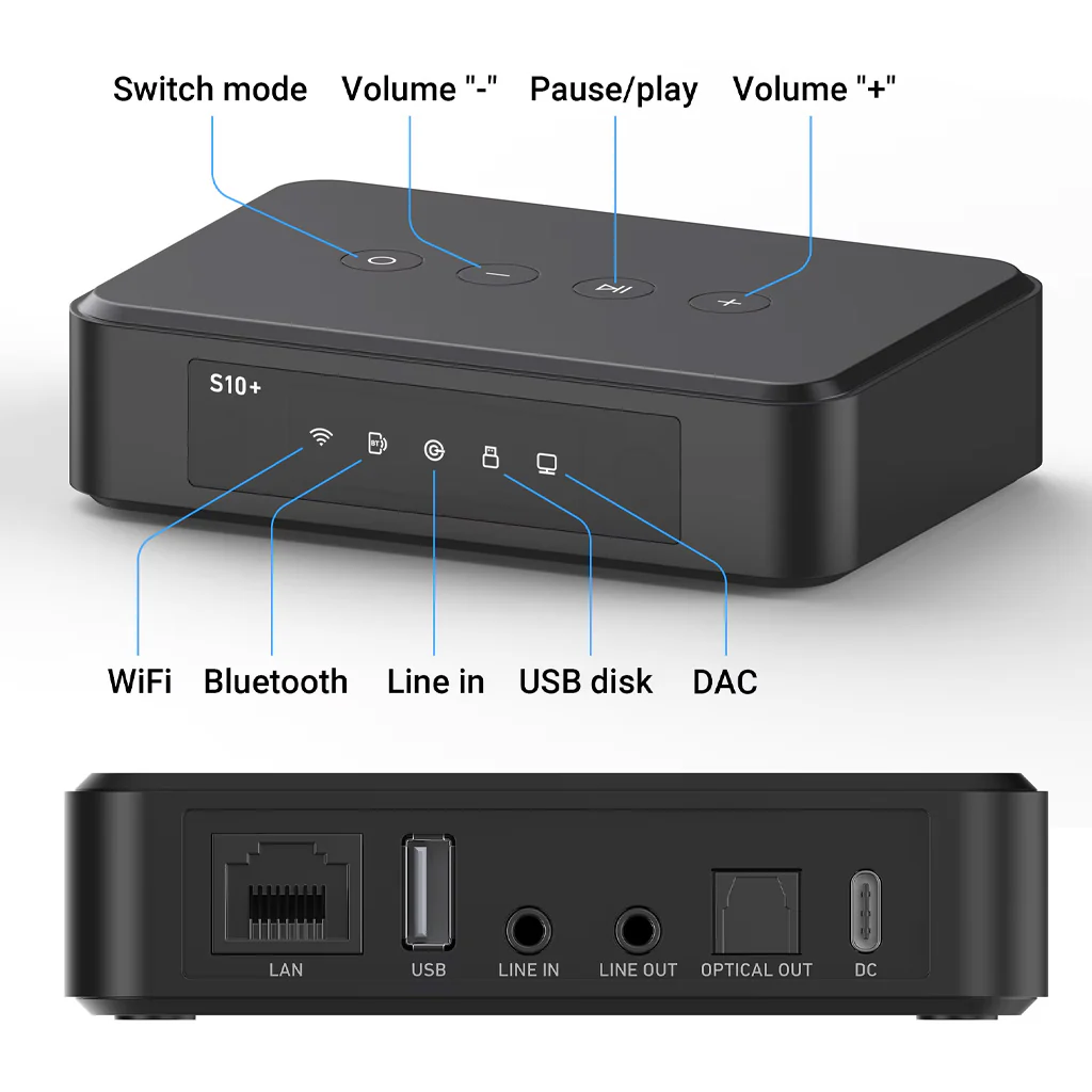 ARYLIC S10+ Wireless Music Streamer with AirPlay, Multiroom Stereo - Image 2