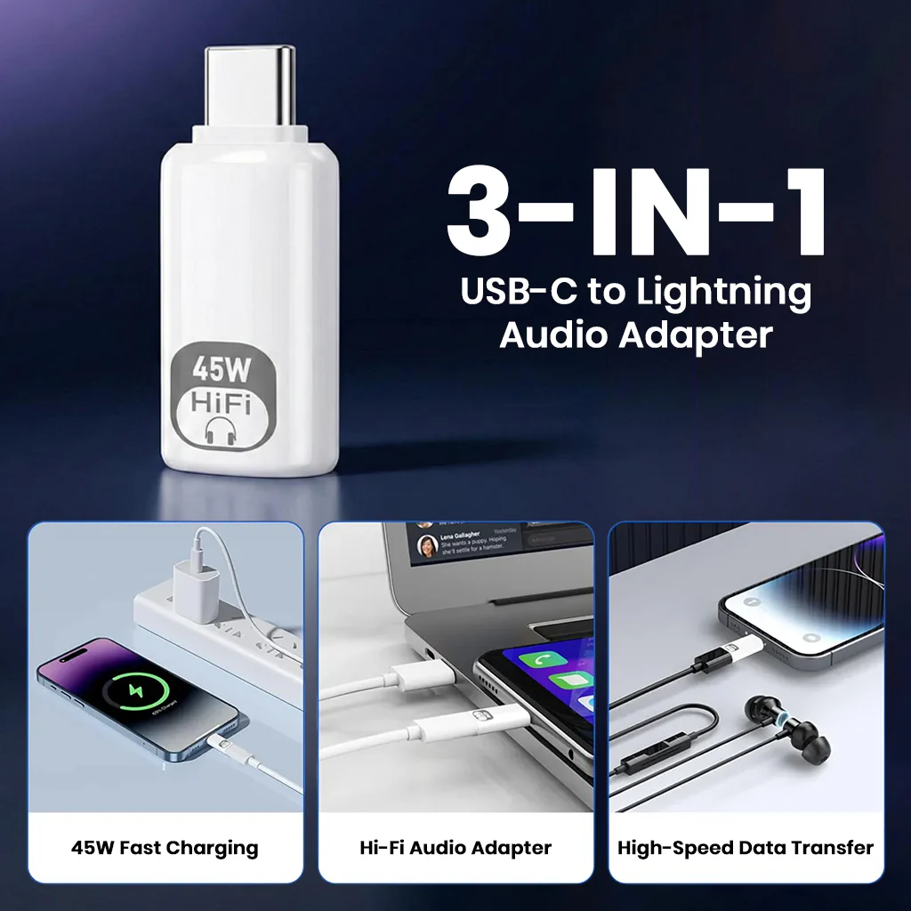 AUDIOCULAR-45W Type-C to Lightning Audio & Charging Adapter - Image 9