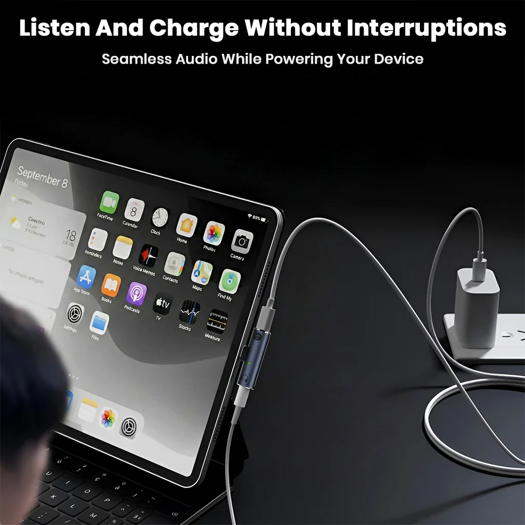 AUDIOCULAR – A14X 100W 2-In-1 Type C to Type-C/3.5mm Audio Adapter - Image 5