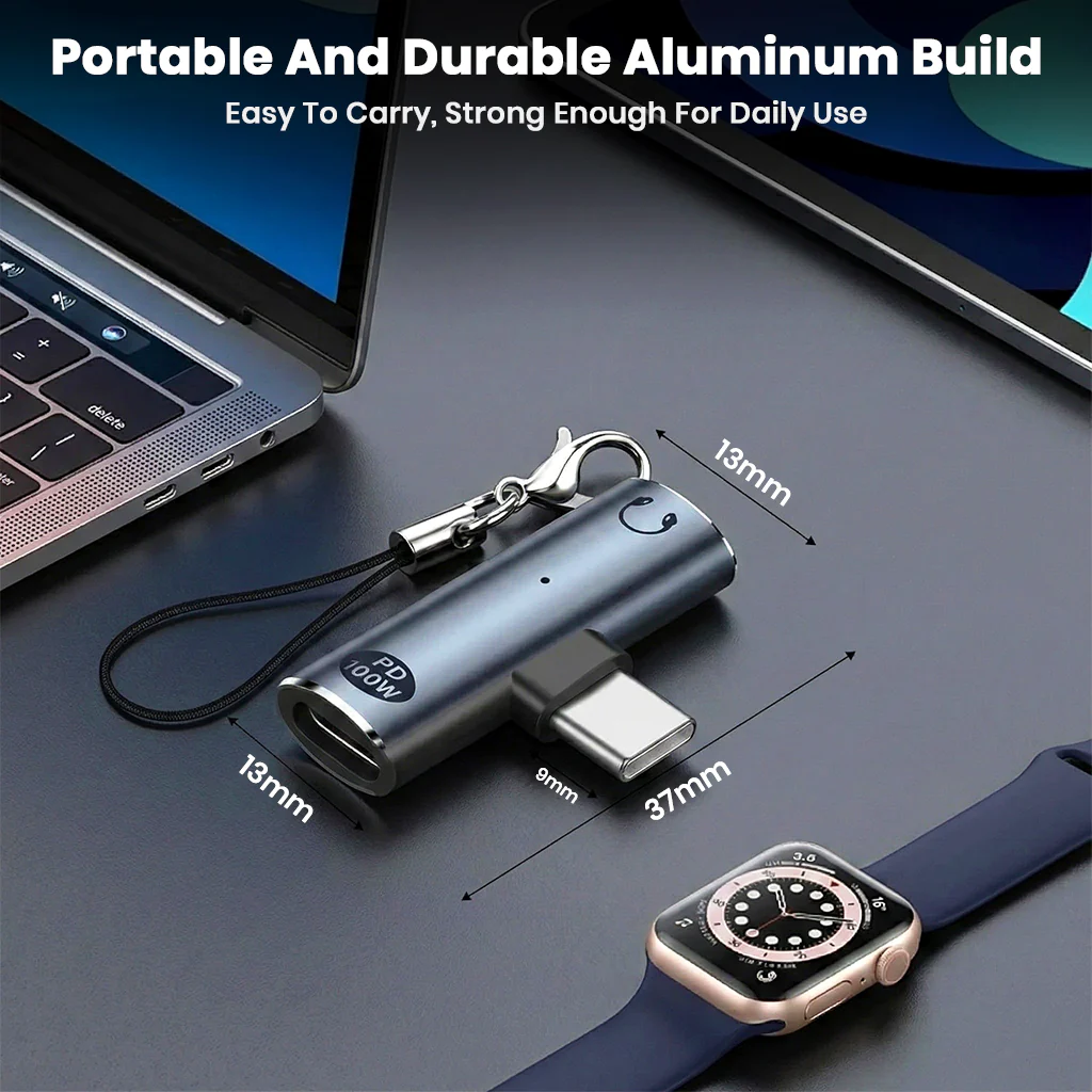 AUDIOCULAR – A14X 100W 2-In-1 Type C to Type-C/3.5mm Audio Adapter - Image 8