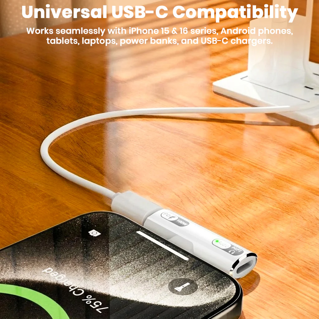 AUDIOCULAR – A15X 100W 2-In-1 Type C to Type-C/Lightning Audio Adapter - Image 5
