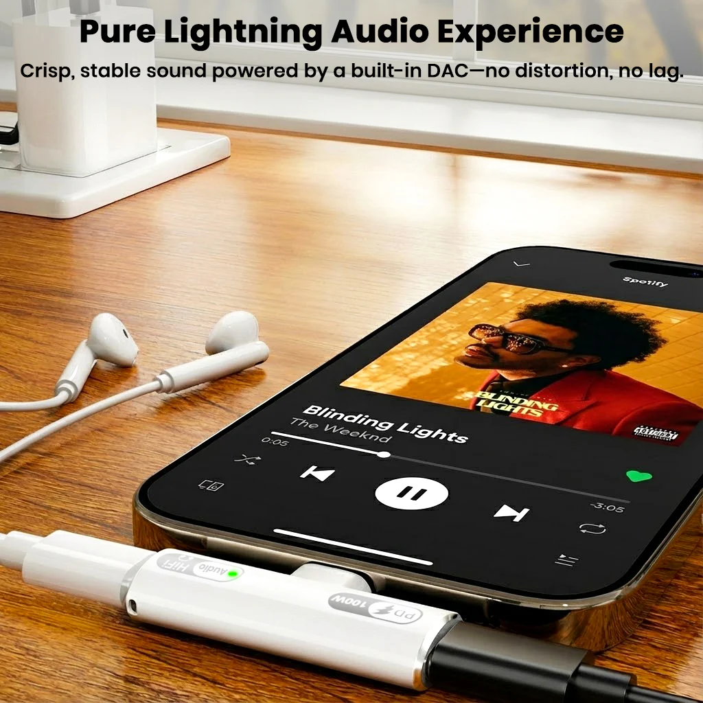AUDIOCULAR – A15X 100W 2-In-1 Type C to Type-C/Lightning Audio Adapter - Image 7