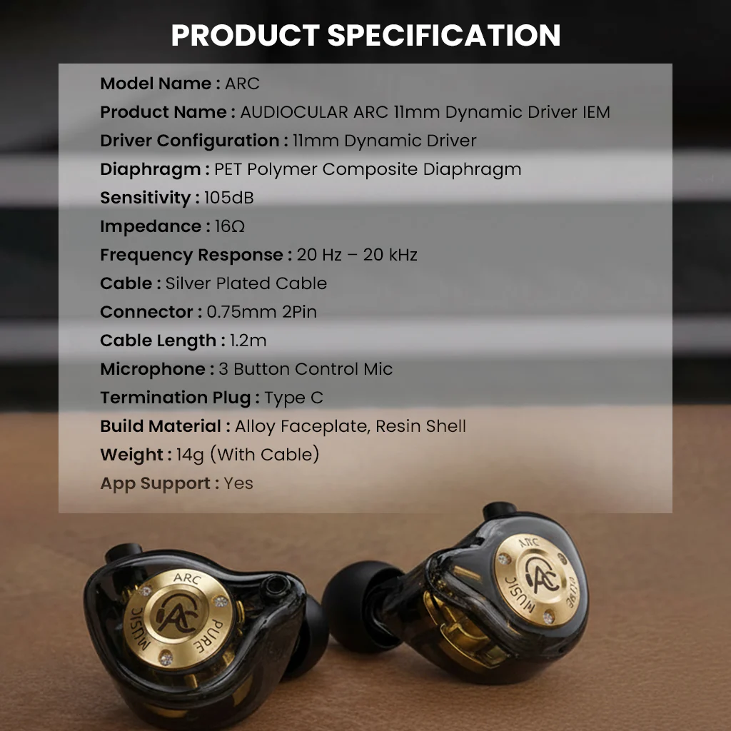 AUDIOCULAR - ARC 11mm Dynamic Driver Hi-Res Type C IEM - Image 12