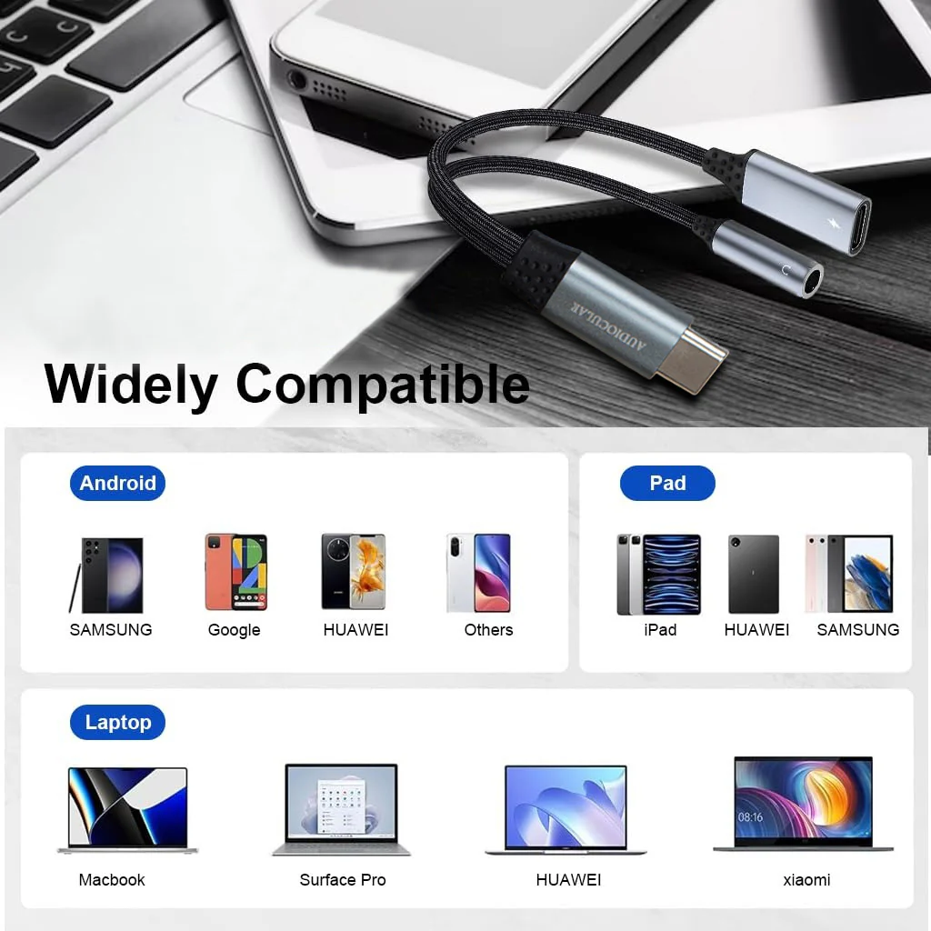 AUDIOCULAR - D12 PD 2 in 1 USB C to 3.5mm Portable DAC Dongle - Image 5