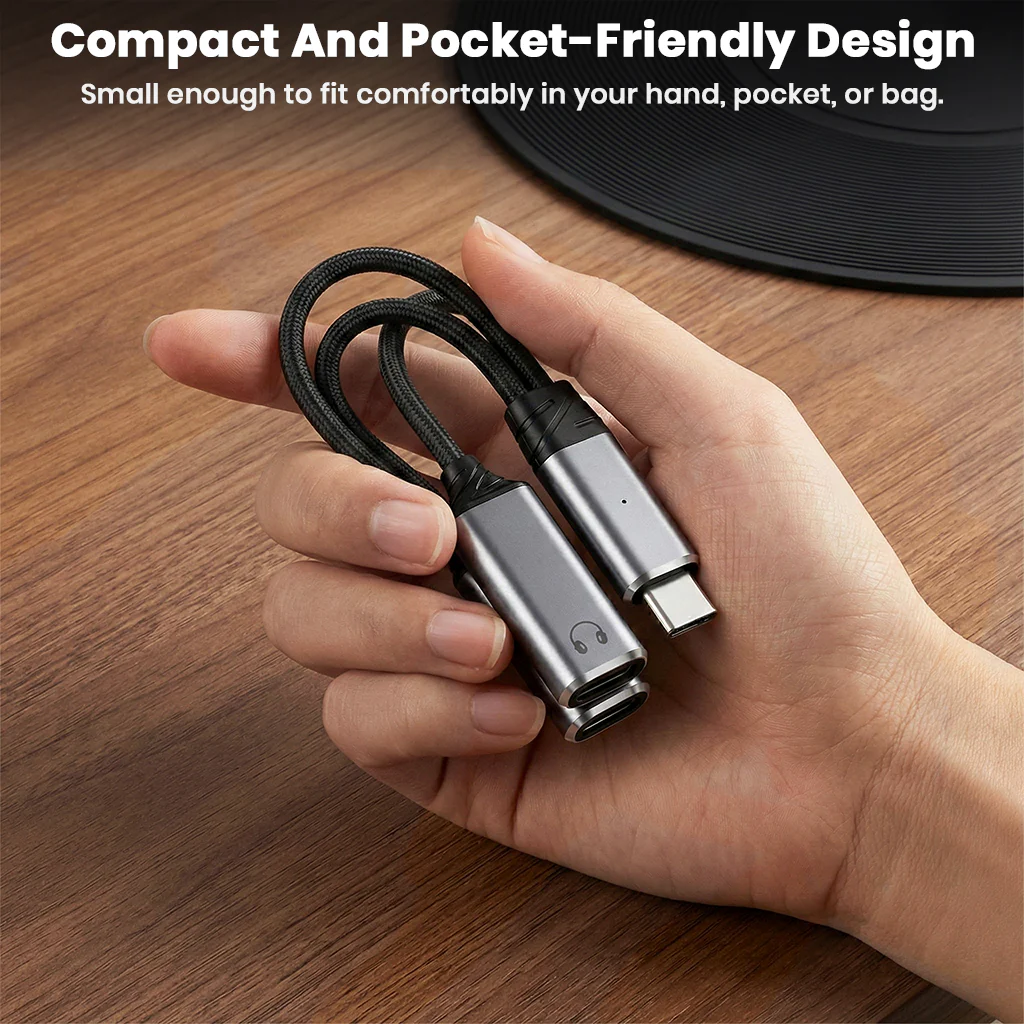 AUDIOCULAR D18 Male Type-C to Female Dual Type-C Adapter 100W PD with Hi-Res DAC - Image 12