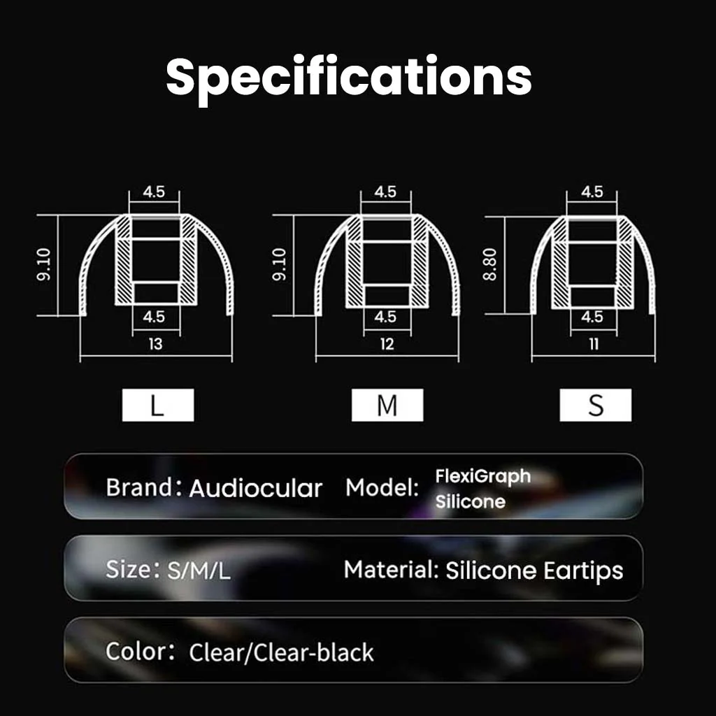 AUDIOCULAR - FlexiGraph Silicone Eartips for IEMs (S/M/L) - Image 7