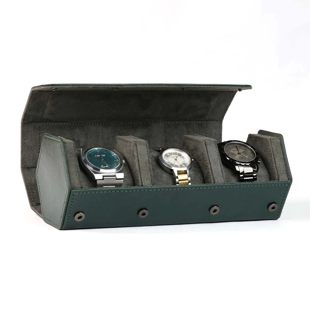 TECPHILE-  RESO Watch Box Holder Organizer Case with 3 Slot - Image 13
