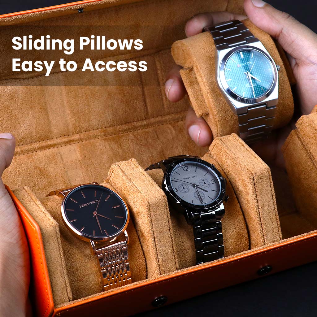 TECPHILE-  RESO Watch Box Holder Organizer Case with 3 Slot - Image 5