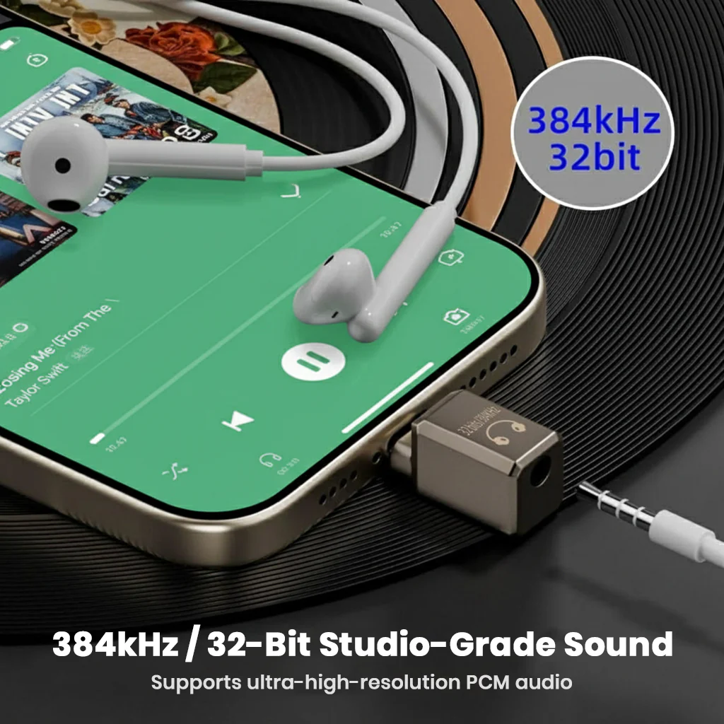 AUDIOCULAR A16X USB-C to 3.5mm HiFi DAC Audio Adapter 32bit 384kHz - Image 4