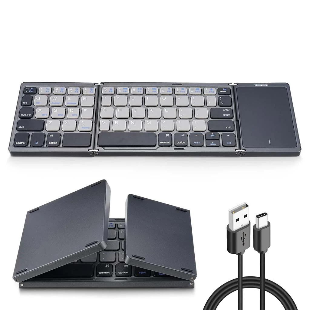 B089T Tri Fold Foldable Bluetooth Keyboard with Touchpad - Image 12