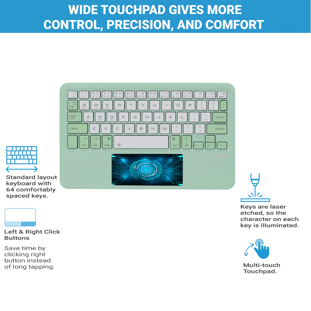 TECPHILE - B102 Wireless Keyboard with Touchpad - Image 24