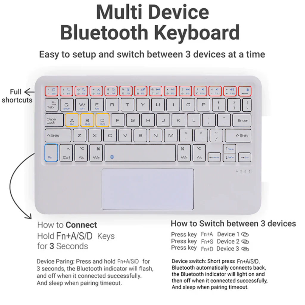 TECPHILE - B102 Wireless Keyboard with Touchpad - Image 4