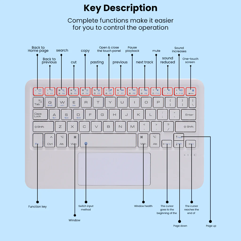 TECPHILE - B102 Wireless Keyboard with Touchpad - Image 5