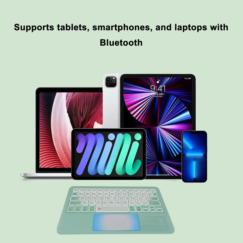 B102D Bluetooth Wireless Keyboard with Multi-Touch Trackpad, 7 Color Backlit - Image 11