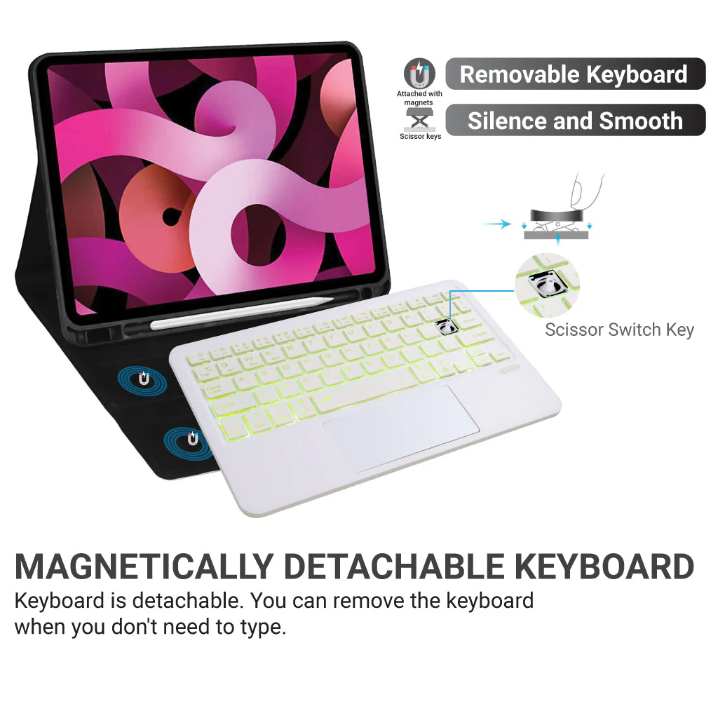 B102D Bluetooth Wireless Keyboard with Multi-Touch Trackpad, 7 Color Backlit - Image 17
