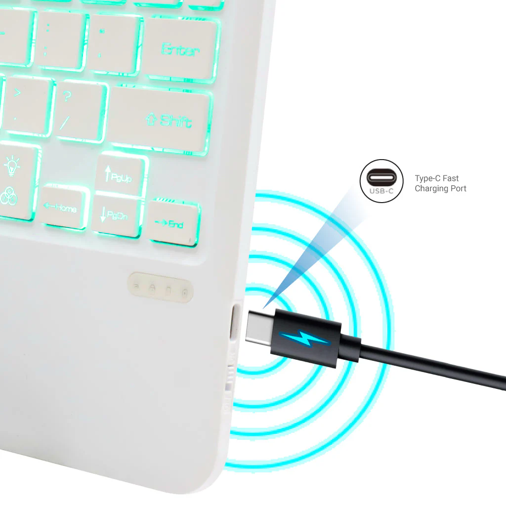 B102D Bluetooth Wireless Keyboard with Multi-Touch Trackpad, 7 Color Backlit - Image 20