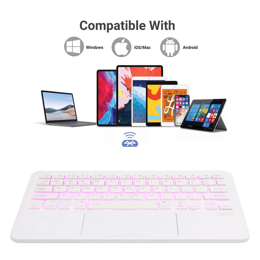 B102D Bluetooth Wireless Keyboard with Multi-Touch Trackpad, 7 Color Backlit - Image 21