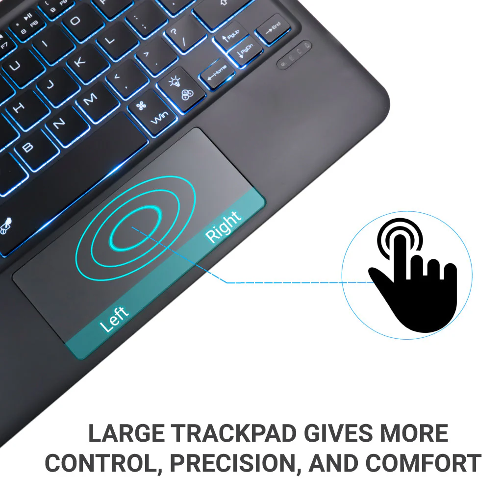 B102D Bluetooth Wireless Keyboard with Multi-Touch Trackpad, 7 Color Backlit - Image 4