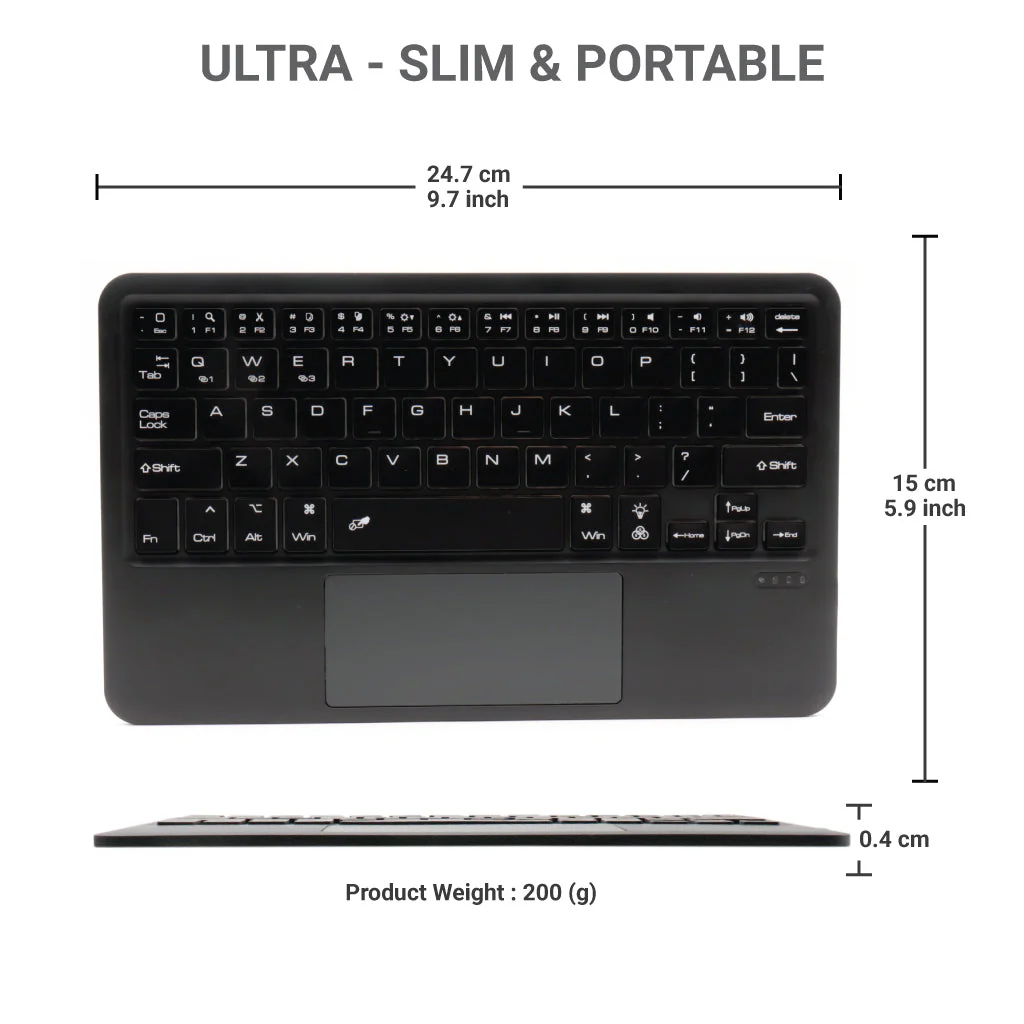 B102D Bluetooth Wireless Keyboard with Multi-Touch Trackpad, 7 Color Backlit - Image 7