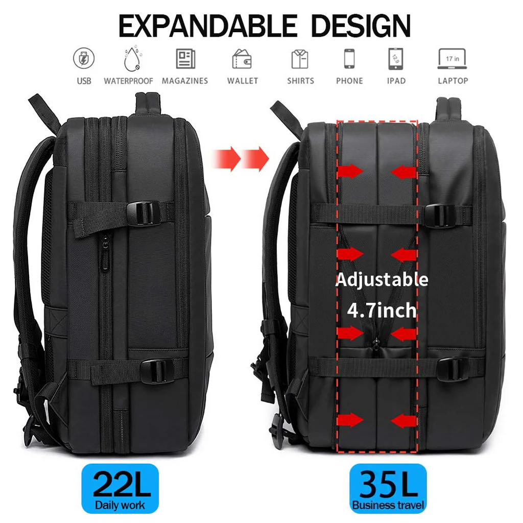 BANGE - 1908 35L Smart Travel Backpack with USB Port Fit for 17.3 - Image 5