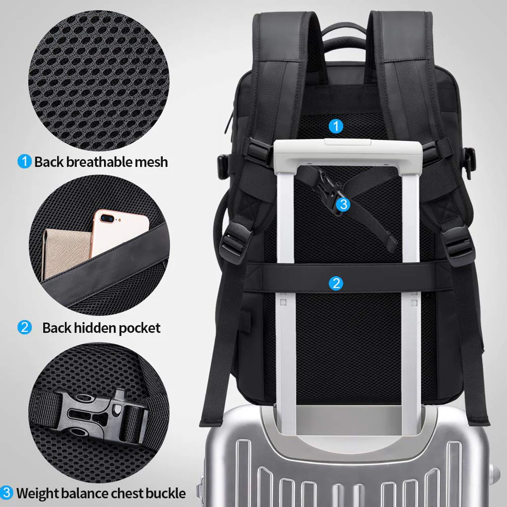 BANGE - 1908 35L Smart Travel Backpack with USB Port Fit for 17.3 - Image 7
