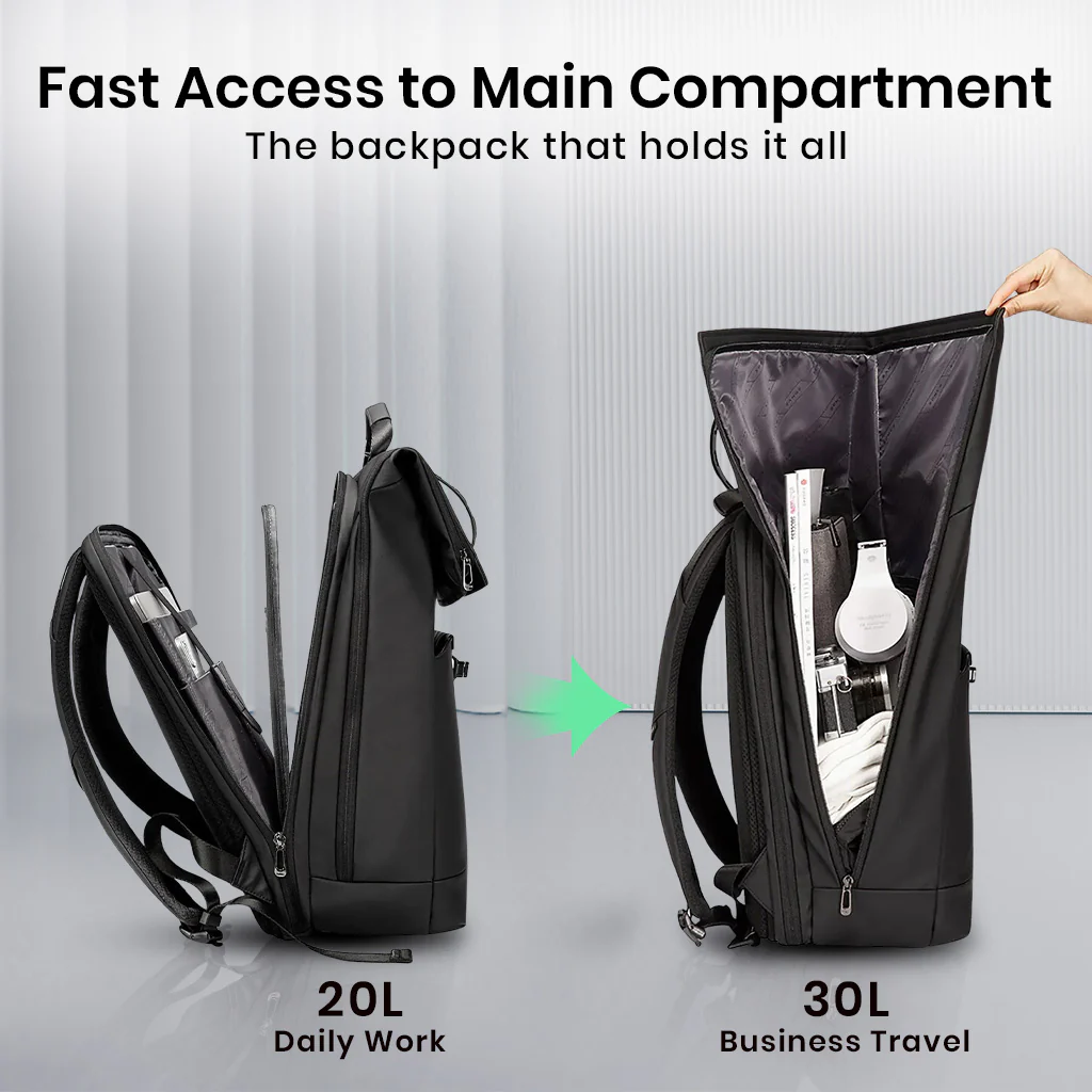BANGE - 2888 Roll Top Laptop Backpack 20L-30L Expendable Travel Bag - Image 7