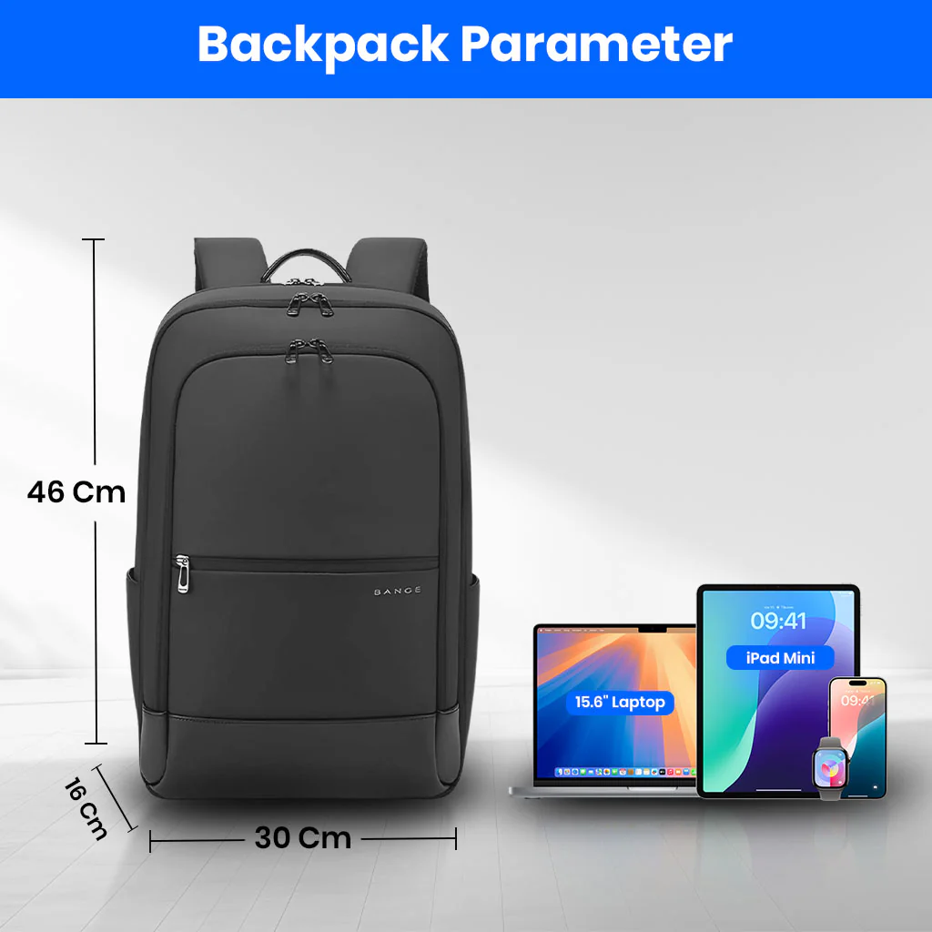 BANGE 2953 Water Repellent Laptop Backpack Bag with Multi Compartment Design - Image 12