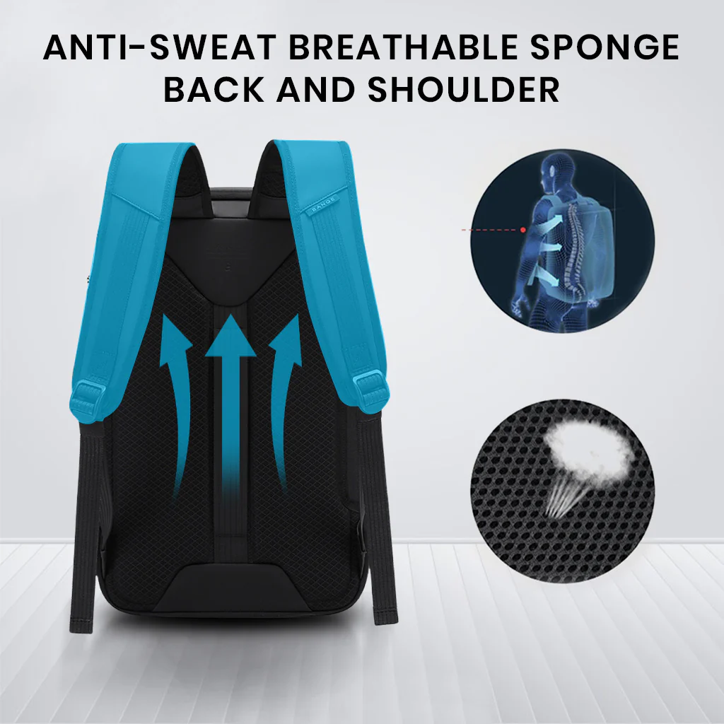 BANGE 2956 Anti Theft Hard Shell Laptop Backpack 20L-27L Expandable - Image 9