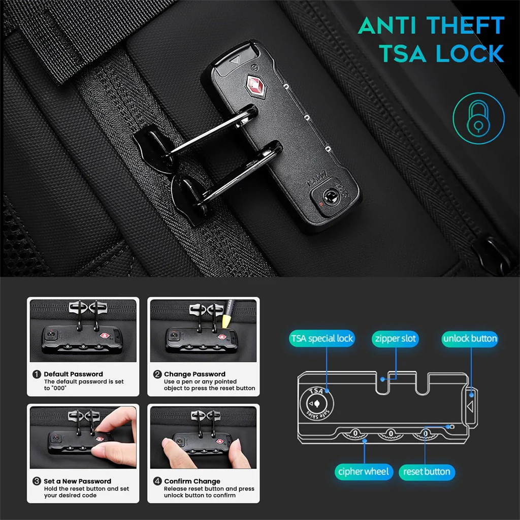 BANGE - 3028 35L Smart Travel Backpack with USB Port Fit for 17.3 - Image 5