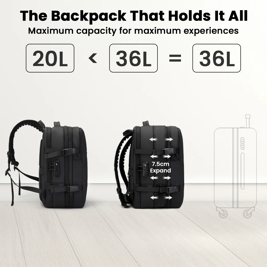 BANGE - 3028 35L Smart Travel Backpack with USB Port Fit for 17.3 - Image 9