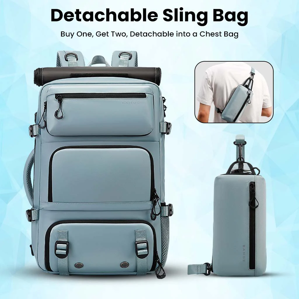 BANGE 1810 35L Large Capacity Bag Travelling Backpack with Detachable Sling Bag - Image 19