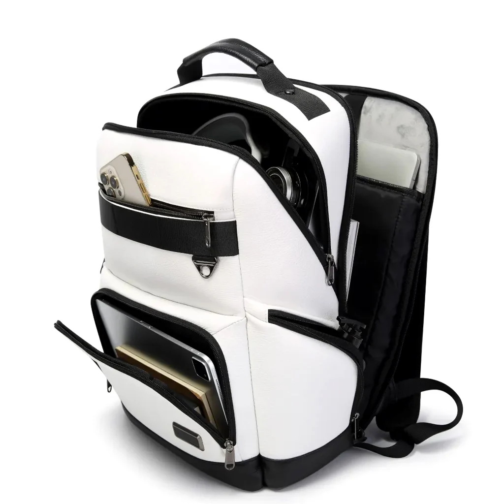 BANGE 6627 18L Genuine Leather Backpack Bag Fit for 15.6'' Laptop - Image 2