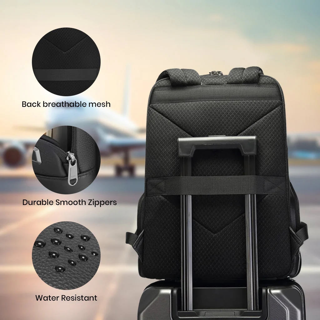 BANGE 6627 18L Genuine Leather Backpack Bag Fit for 15.6'' Laptop - Image 8