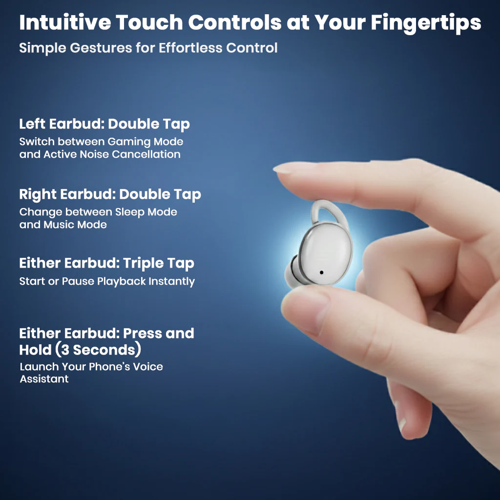 CCA- Sleep 6mm Dynamic Driver Smart ANC Bluetooth 5.4 TWS - Image 9