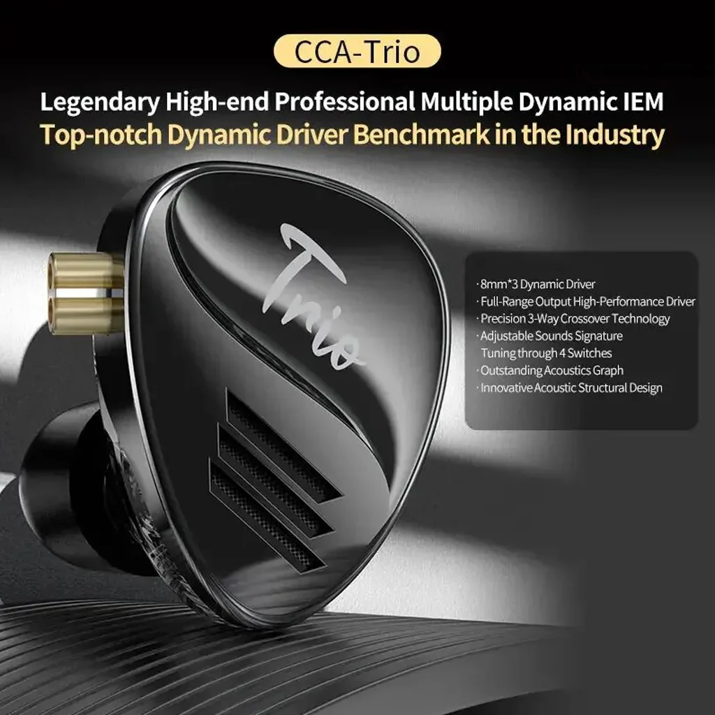 CCA Trio Triple 8mm Dynamic Driver IEM - Image 5