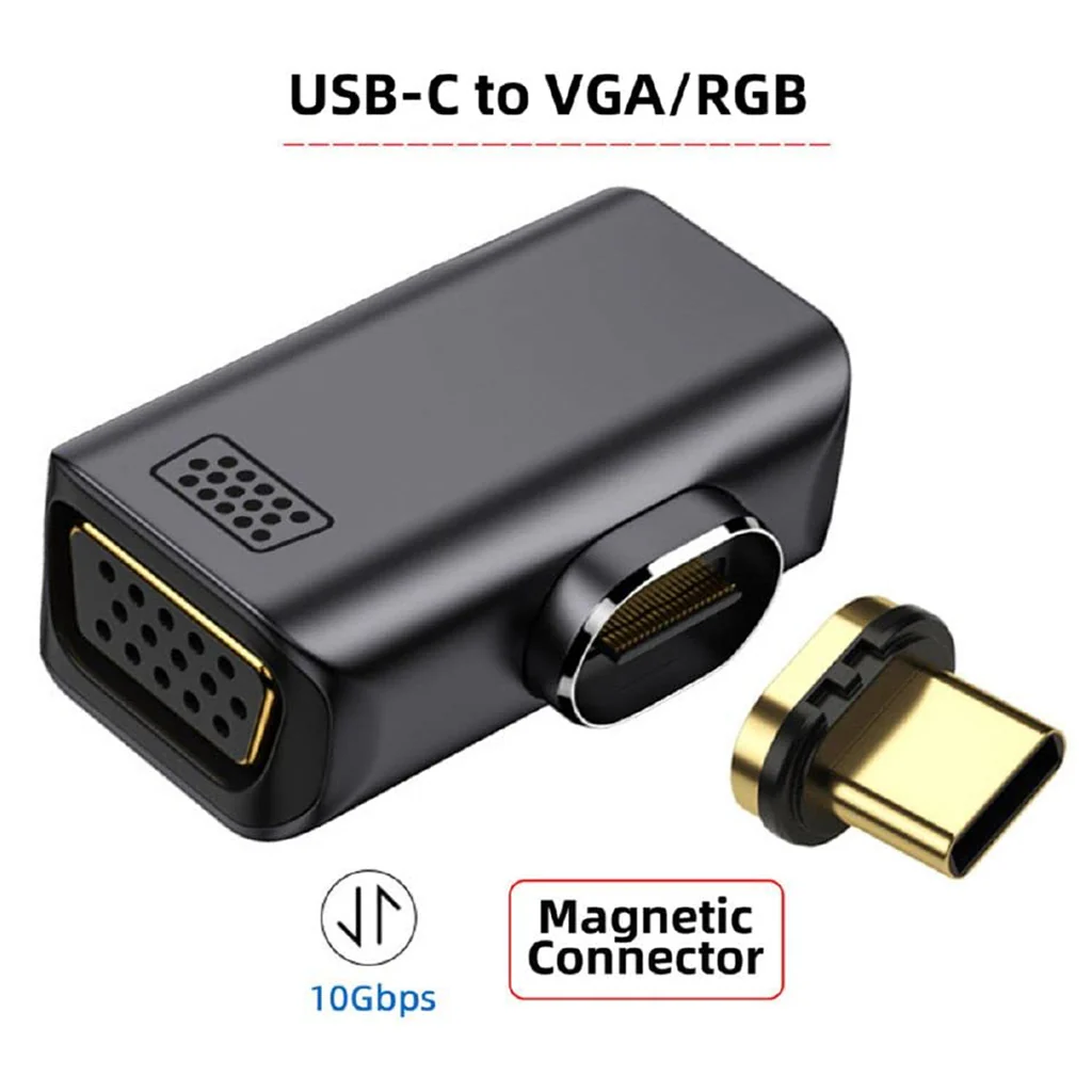 TECPHILE 1080P FHD Magnetic Type C to VGA Converter Adapter - Image 5
