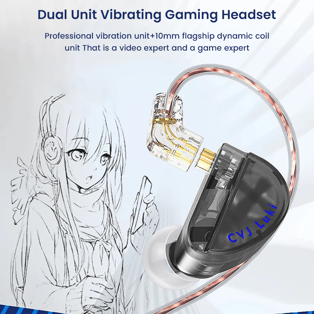 CVJ Luki Dual Vibration Unit Gaming In-Ear Monitors - Image 2