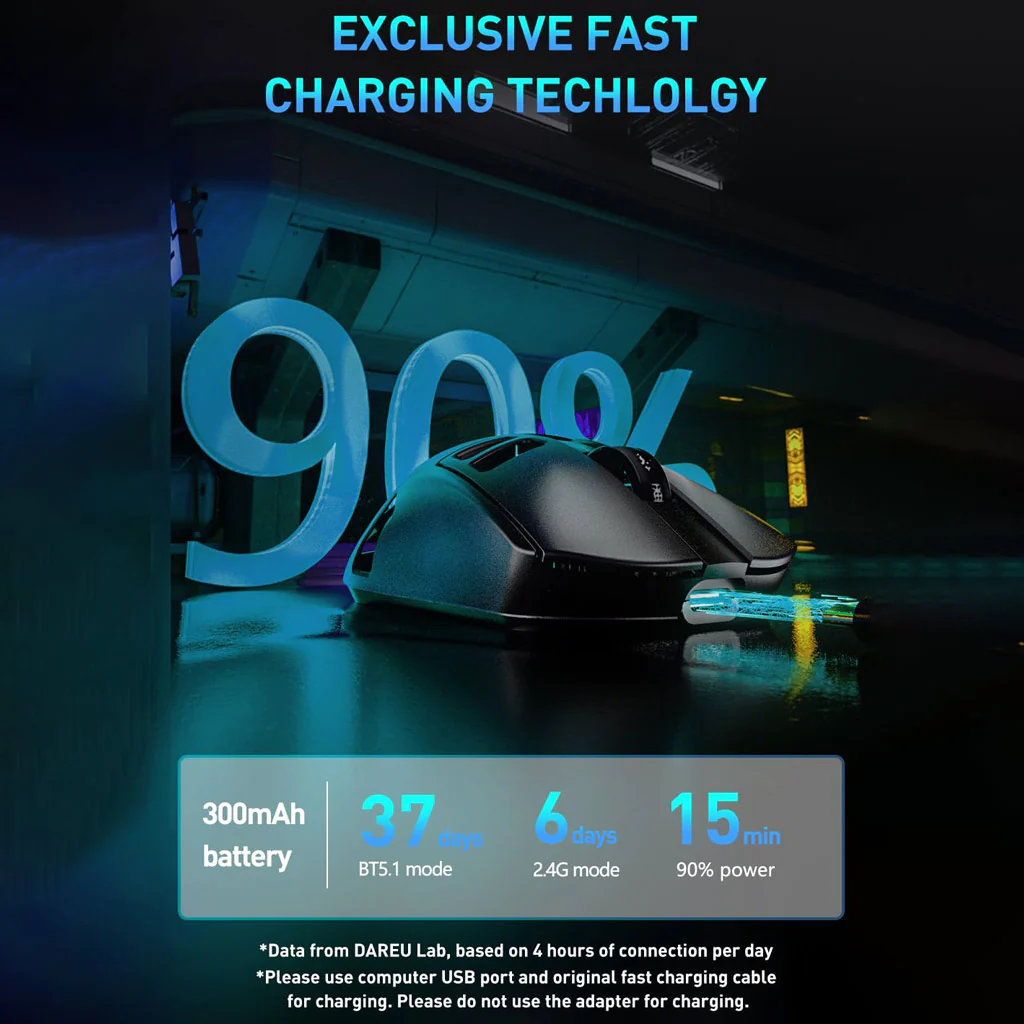 DAREU A950 Pro Magnesium Alloy 4K Tri Mode Wireless Gaming Mouse - Image 6