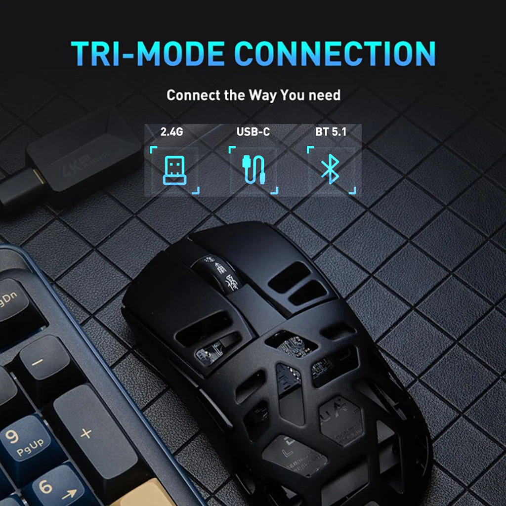 DAREU A950 Pro Magnesium Alloy 4K Tri Mode Wireless Gaming Mouse - Image 8