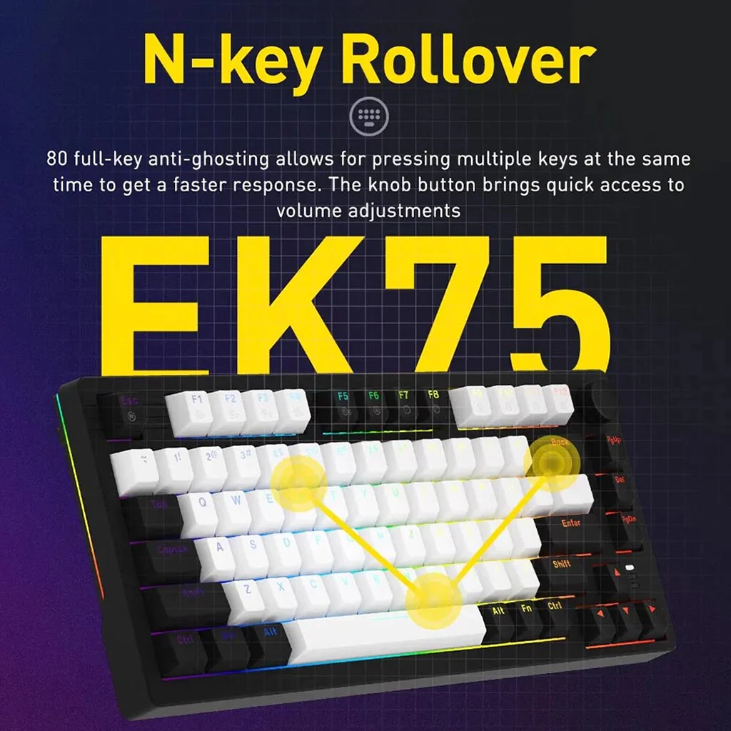 DAREU EK75 Mechanical Wired Gaming Keyboard with 75% TKL layout - Image 8