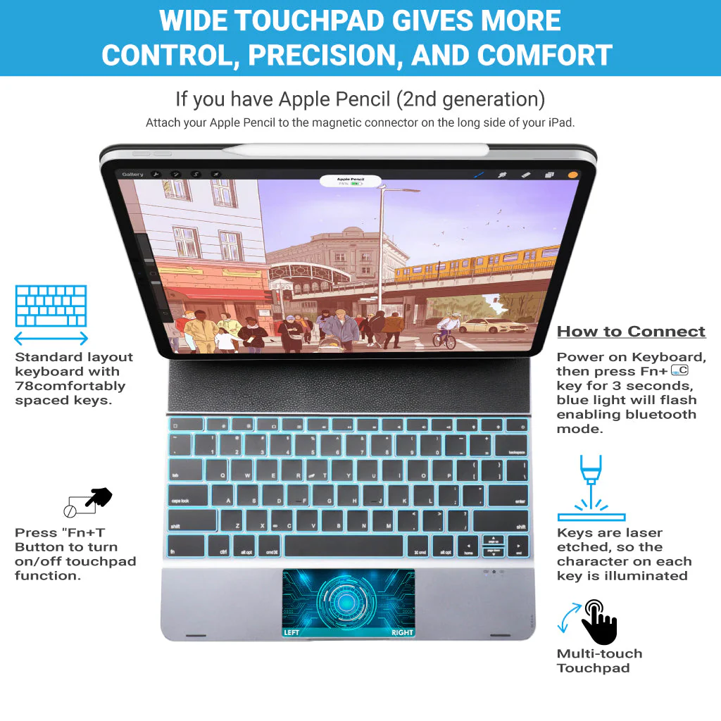 Doqo 2 Magnetic Keyboard Case For iPad Pro 12.9 - Image 3
