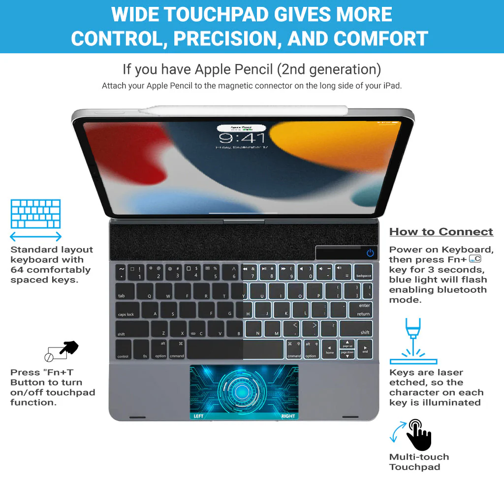 Doqo - F109 Pro Magnetic Keyboard Case for iPad - Image 3