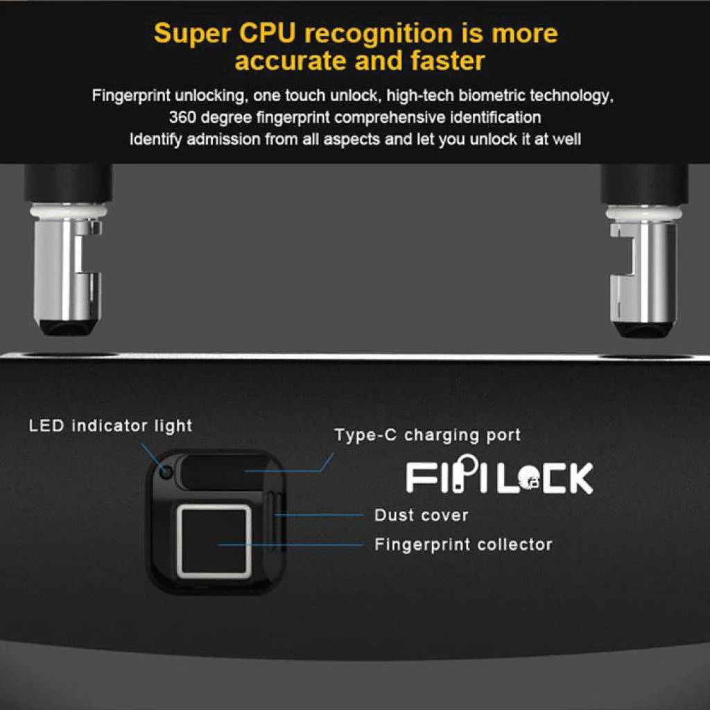 Fipilock - FL-U5 U Shaped Bluetooth Fingerprint Lock - Image 8