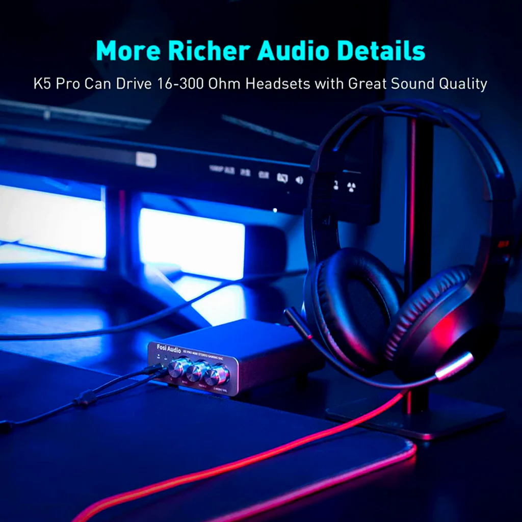 Fosi Audio - K5 Pro Gaming DAC & Headphone Amplifier - Image 3