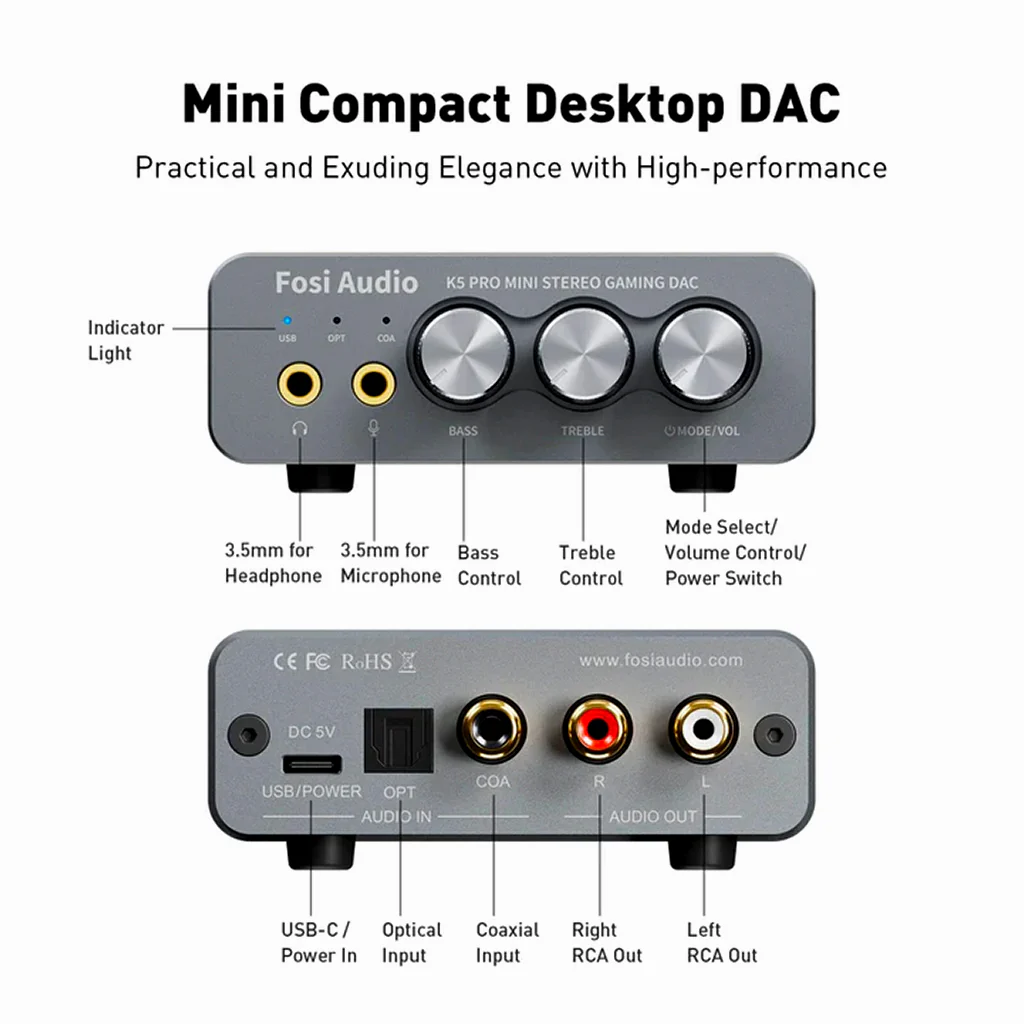 Fosi Audio - K5 Pro Gaming DAC & Headphone Amplifier - Image 7